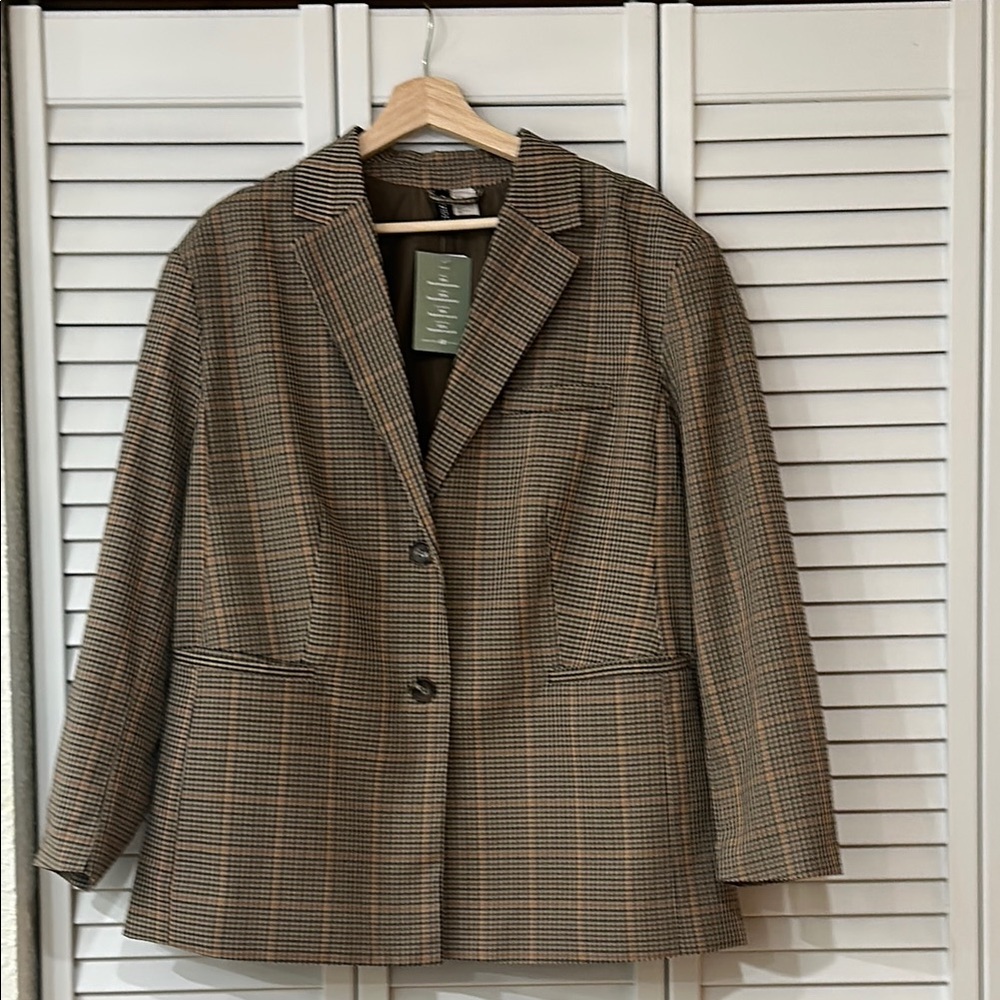 Women's Brown Plaid Blazer